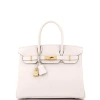 Pre-owned Hermes  Hermes Birkin Handbag Light Togo With Rose Gold Hardware 30 In White