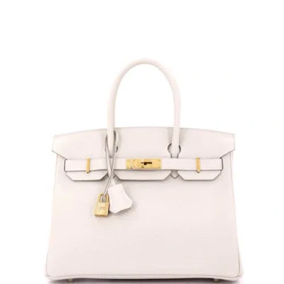 Pre-owned Hermes  Hermes Birkin Handbag Light Togo With Rose Gold Hardware 30 In White