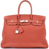 Pre-owned Hermes  Hermes Birkin Handbag Orange Clemence With Palladium Hardware 35 In Red