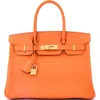 Pre-owned Hermes  Hermes Birkin Handbag Orange Epsom With Gold Hardware 30 In Orange