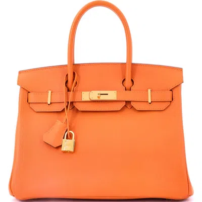 Pre-owned Hermes  Hermes Birkin Handbag Orange Epsom With Gold Hardware 30