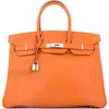Pre-owned Hermes  Hermes Birkin Handbag Orange Epsom With Palladium Hardware 35 In Orange