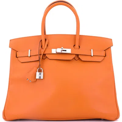 Pre-owned Hermes  Hermes Birkin Handbag Orange Epsom With Palladium Hardware 35