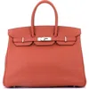 Pre-owned Hermes  Hermes Birkin Handbag Orange Epsom With Palladium Hardware 35 In Brown