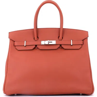 Pre-owned Hermes  Hermes Birkin Handbag Orange Epsom With Palladium Hardware 35 In Brown