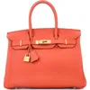 Pre-owned Hermes  Hermes Birkin Handbag Orange Togo With Gold Hardware 30 In Orange