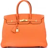 Pre-owned Hermes  Hermes Birkin Handbag Orange Togo With Gold Hardware 35 In Pattern