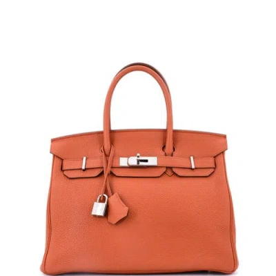 Pre-owned Hermes  Hermes Birkin Handbag Orange Togo With Palladium Hardware 30 In Brown