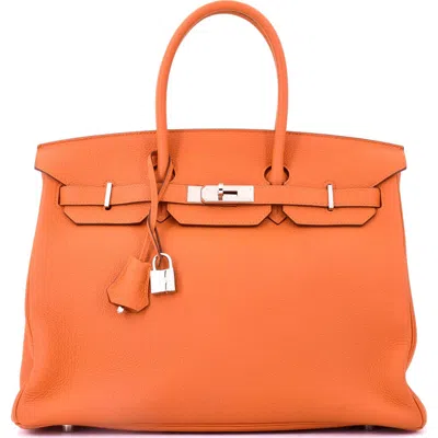 PRE-OWNED HERMES PRE-OWNED HERMES BIRKIN HANDBAG ORANGE TOGO WITH PALLADIUM HARDWARE 35