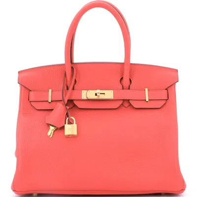 Pre-owned Hermes  Hermes Birkin Handbag Pink Clemence With Gold Hardware 30