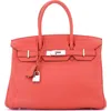 Pre-owned Hermes  Hermes Birkin Handbag Pink Clemence With Palladium Hardware 30 In Orange