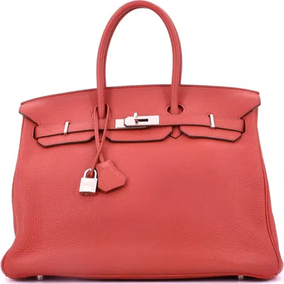 Pre-owned Hermes  Hermes Birkin Handbag Pink Clemence With Palladium Hardware 35 In Purple