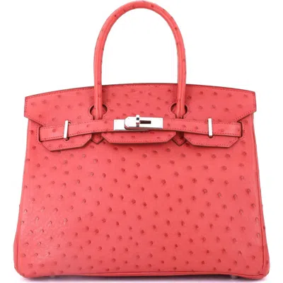 Pre-owned Hermes  Hermes Birkin Handbag Pink Ostrich With Palladium Hardware 30 In Purple