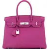 Pre-owned Hermes  Hermes Birkin Handbag Pink Clemence With Palladium Hardware 30 In Purple