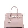 Pre-owned Hermes  Hermes Birkin Handbag Purple Clemence With Palladium Hardware 30 In Pink