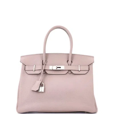 Pre-owned Hermes  Hermes Birkin Handbag Purple Clemence With Palladium Hardware 30 In Pink