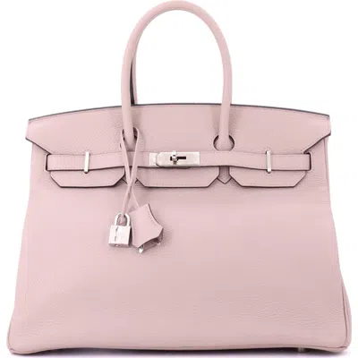 Pre-owned Hermes  Hermes Birkin Handbag Purple Clemence With Palladium Hardware 35 In Pink