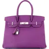 Pre-owned Hermes  Hermes Birkin Handbag Purple Epsom With Palladium Hardware 30 In Pink
