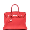 Pre-owned Hermes  Hermes Birkin Handbag Red Clemence With Palladium Hardware 35