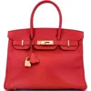 Pre-owned Hermes  Hermes Birkin Handbag Red Epsom With Gold Hardware 30 In Red
