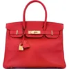Pre-owned Hermes  Hermes Birkin Handbag Red Epsom With Gold Hardware 30