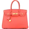 Pre-owned Hermes  Hermes Birkin Handbag Red Epsom With Gold Hardware 30 In Orange