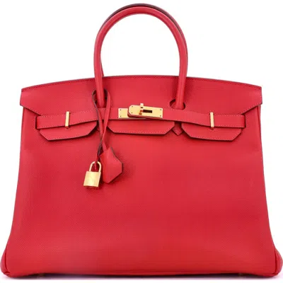Pre-owned Hermes  Hermes Birkin Handbag Red Epsom With Gold Hardware 35