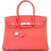 Pre-owned Hermes  Hermes Birkin Handbag Red Epsom With Palladium Hardware 30 In Red