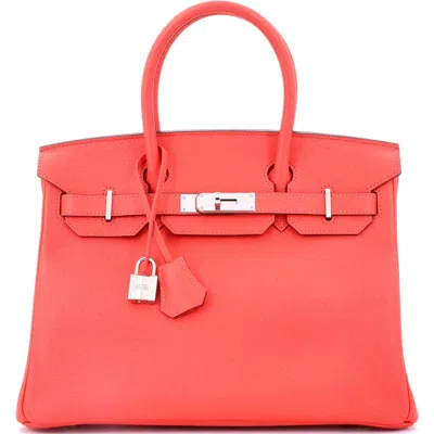 Pre-owned Hermes  Hermes Birkin Handbag Red Epsom With Palladium Hardware 30