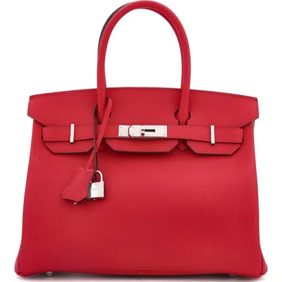 Pre-owned Hermes  Hermes Birkin Handbag Red Epsom With Palladium Hardware 30