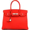 Pre-owned Hermes  Hermes Birkin Handbag Red Epsom With Palladium Hardware 30