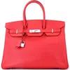 Pre-owned Hermes  Hermes Birkin Handbag Red Epsom With Palladium Hardware 35 In Burgundy