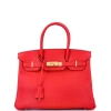 Pre-owned Hermes  Hermes Birkin Handbag Red Jonathan With Gold Hardware 30