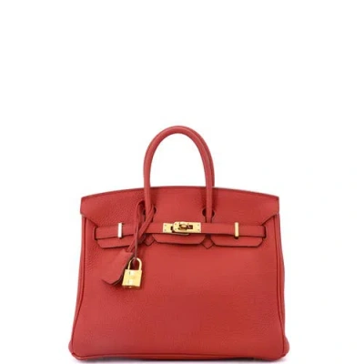 Pre-owned Hermes  Hermes Birkin Handbag Red Togo With Gold Hardware 25