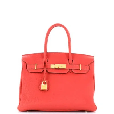 Pre-owned Hermes  Hermes Birkin Handbag Red Togo With Gold Hardware 30