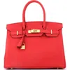 Pre-owned Hermes  Hermes Birkin Handbag Red Togo With Gold Hardware 30 In Red