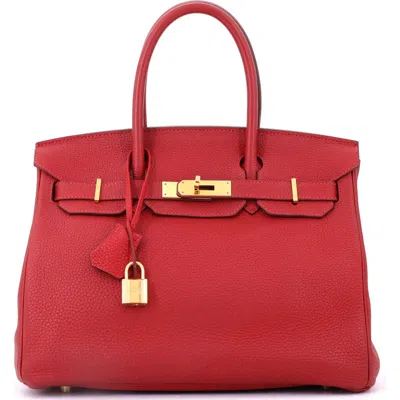 Pre-owned Hermes  Hermes Birkin Handbag Red Togo With Gold Hardware 30