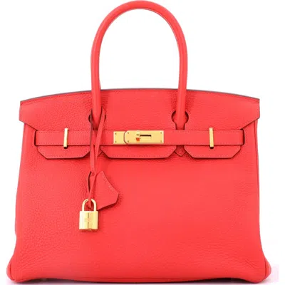 Pre-owned Hermes  Hermes Birkin Handbag Red Togo With Gold Hardware 30