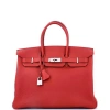 Pre-owned Hermes  Hermes Birkin Handbag Red Togo With Palladium Hardware 35 In Red