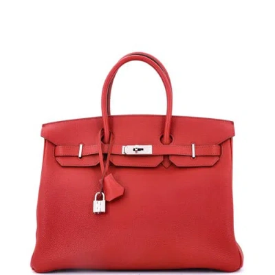Pre-owned Hermes  Hermes Birkin Handbag Red Togo With Palladium Hardware 35
