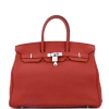 Pre-owned Hermes  Hermes Birkin Handbag Red Togo With Palladium Hardware 35