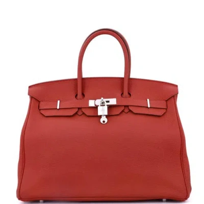 Pre-owned Hermes  Hermes Birkin Handbag Red Togo With Palladium Hardware 35