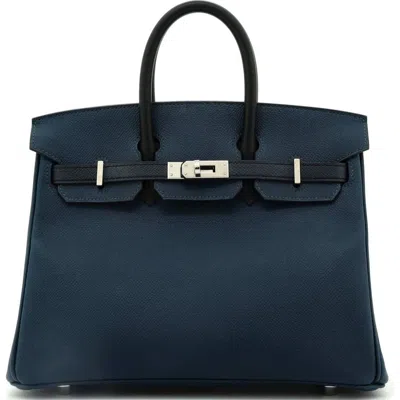Pre-owned Hermes  Hermes Birkin Handbag Tricolor Epsom With Palladium Hardware 25 In Blue