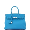 Pre-owned Hermes  Hermes Birkin Handbag Verso Togo With Palladium Hardware 30 In Blue