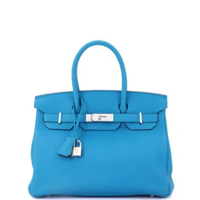 Pre-owned Hermes  Hermes Birkin Handbag Verso Togo With Palladium Hardware 30 In Blue