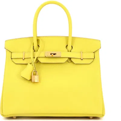 Pre-owned Hermes  Hermes Birkin Handbag Yellow Epsom With Gold Hardware 30 In Green