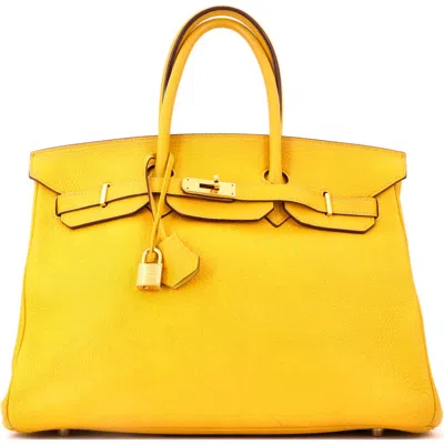 Pre-owned Hermes  Hermes Birkin Handbag Yellow Togo With Gold Hardware 35