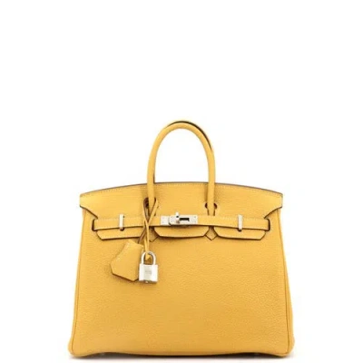 Pre-owned Hermes  Hermes Birkin Handbag Yellow Togo With Palladium Hardware 25