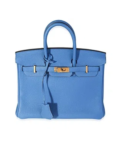 Pre-owned Hermes  Hermes Birkin Leather Handbag In Blue