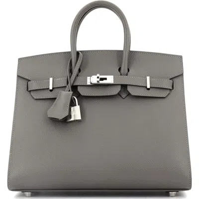 Pre-owned Hermes  Hermes Birkin Sellier Bag Grey Epsom With Palladium Hardware 25 In Gray